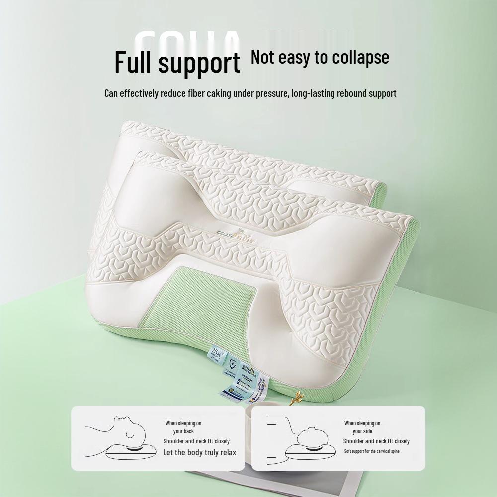 Set of 2 Anti-Traction Latex Neck Support Pillows for Adult Sleep, Universal for Dormitory Use