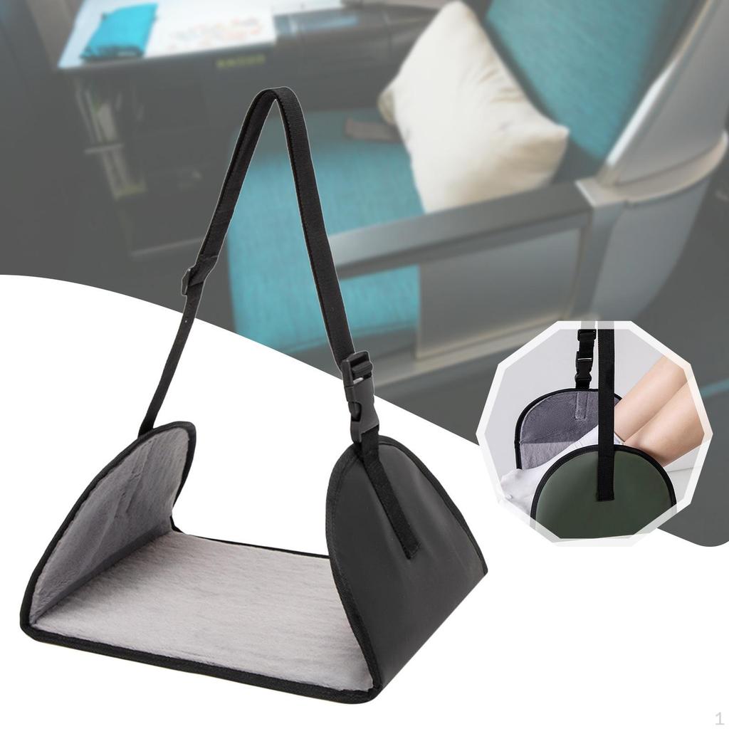 Airplane Footrest Travel Foot Hammock Adjustable Strap, Ergonomic, Rest Leg for