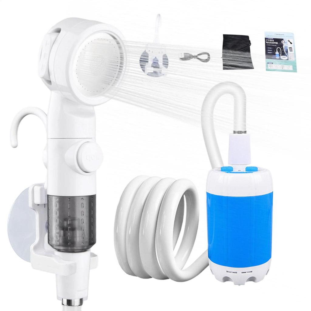 Camping Shower Pump Outdoor Camp Shower Pump Electric Sprayer Head for Car Washing Tent Bathroom Garden Beach Rv Pet Bath Hiking
