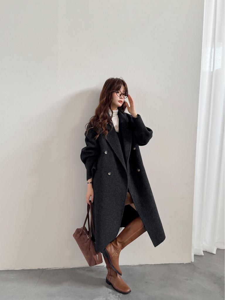 2025 High-End Handgenähter Doppelseitiger Wollmantel für Damen: Eleganter & Vielseitiger Herbst/Winter-Stil