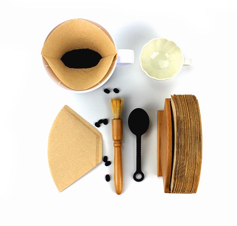 Unbleached Fan-Shaped Coffee Filter Bags for 2-4 Servings - Thickened, Solid Color