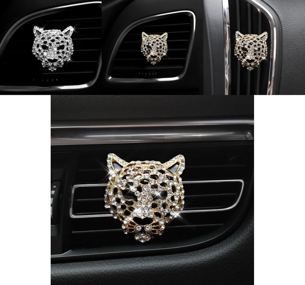 Metal Car Perfume Holder With Leopard Design Long-lasting Aroma Silver And Gold Options