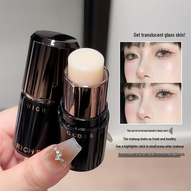 RichBear Korean Glow Highlighter Stick: Achieve a Natural, Glass Skin Look with Fine Shimmer and Brightening Blush.