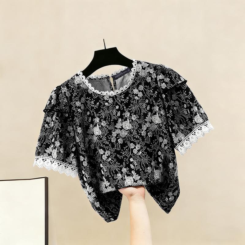 ZANZEA Women Casual Round Neck Summer Short Sleeve Print Blouse