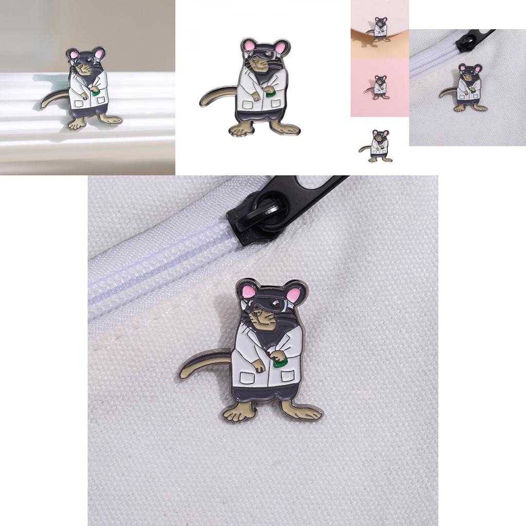 Playful Cartoon Mouse Brooch In Trendy White Coat Design Ideal For Fashionable Gifts And Accessories