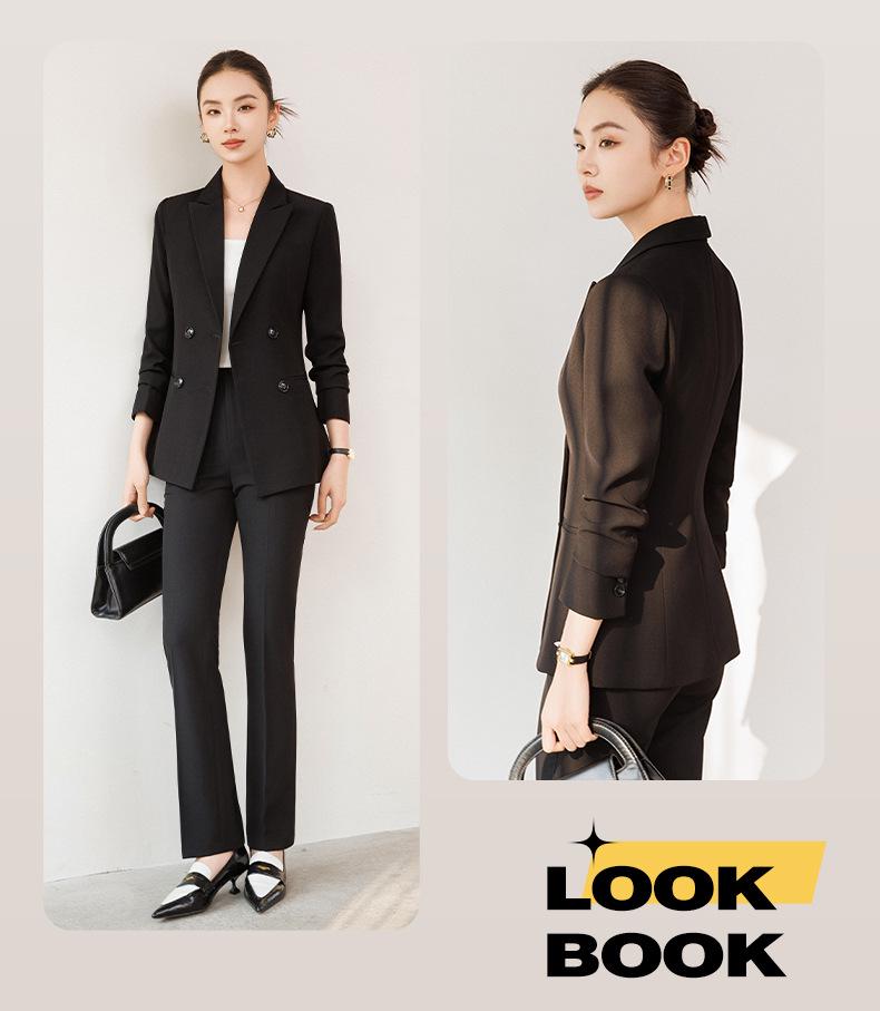 Women's Black Suit Set: Spring-Autumn Formal Workwear for Professional Occasions.