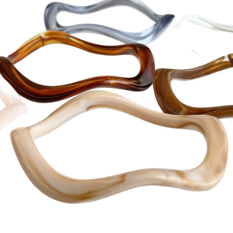 Irregular Wide-Edged Acrylic Cellulose Acetate Hoop Bracelet for Women - Niche Design, Retro Stackable Bangle Hand Jewelry