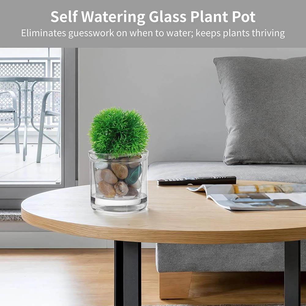 Self Watering Pot for Indoor Plants,with Saucer Reservoir Drainage Holes Bottom for African Violet Orchid Flowers Houseplant