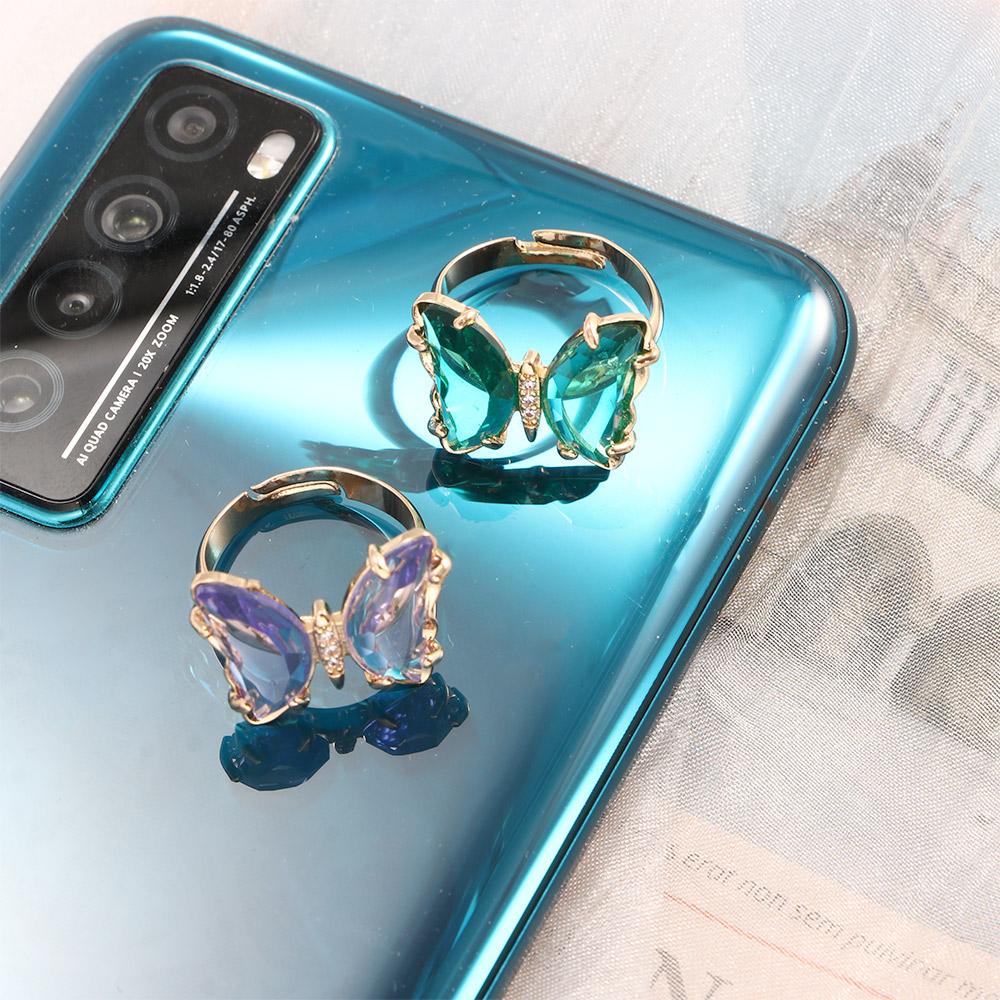 Women Acrylic Simple Style Candy Color Butterfly Finger Ring Jewelry Gift For Women Open Ring