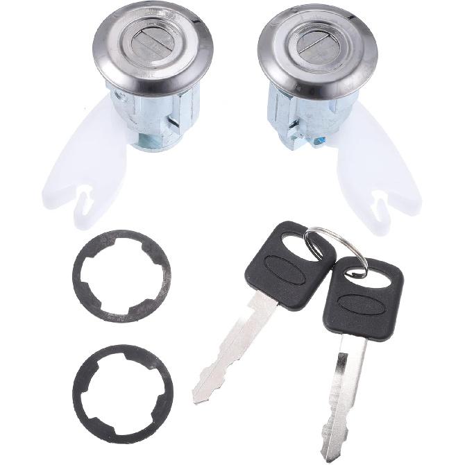 Motoforti Door Lock Cylinder Kit, for Ford Explorer 1992-1995, Metal, with 2 Keys, F2UZ1522050A, Black Silver Tone, 1 Set