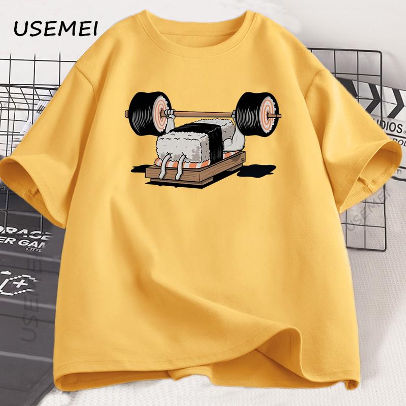 Sushi Gym T Shirt Funny Men Women Summer Harajuku O-Neck Cotton Short Sleeve Tshirt Sportswear Print T-shirt Streetwear Clothing