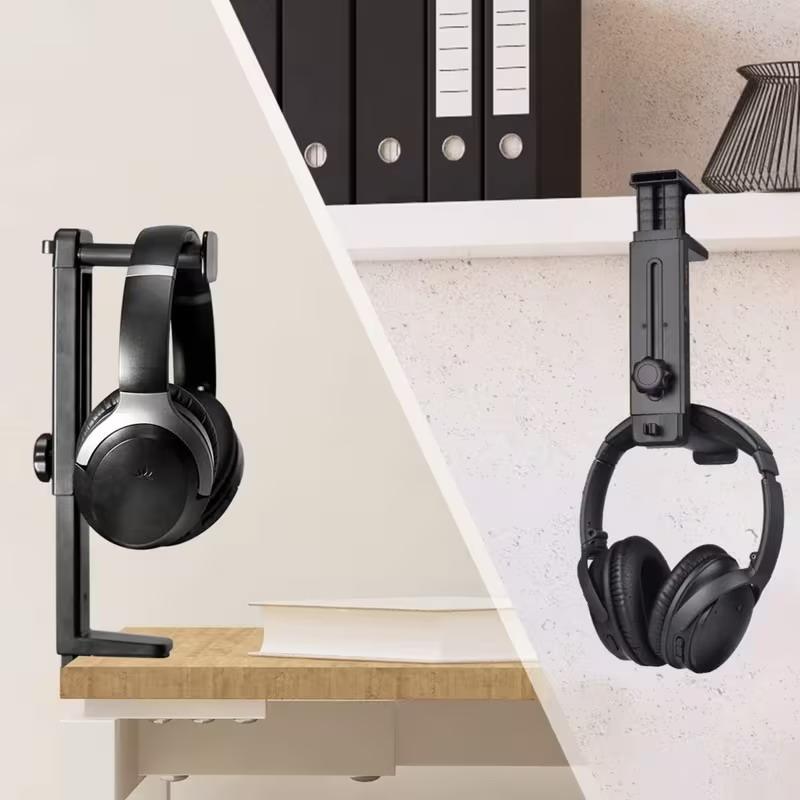 Headphone Stand Organizers Rotatable Extendable Under Desk Clamp Mount Support