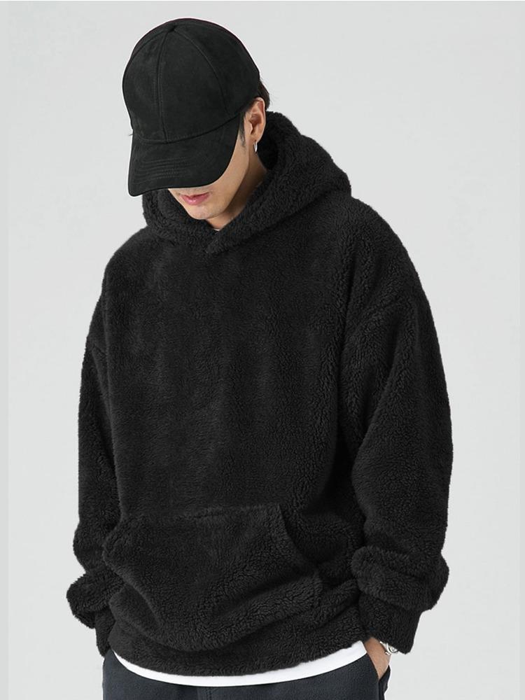 Autumn & Winter Slim Long-sleeved Coral Velvet Personality Wind Casual Men's Hooded Sweater Moisture Wicking Comfortable Skin-friendly Breathable Tops