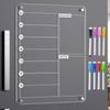 Reusable Fridge Weekly Calendar Multifunctional with 8 Markers Erasable Memo Board Transparent Frameless