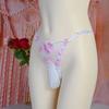 75 kg Große Größe Sissy Pouch Höschen Verstellbarer Bund T-Hose Transparente Stickerei Niedrige Taille G-String Kugel Trennung Dessous