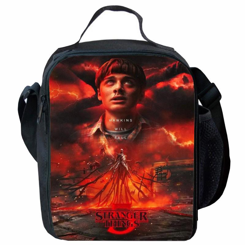 Stranger Things 5 Lunch Bag: Cartoon Picnic Bag for Primary Students with Ice Pack