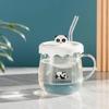 Kawaii Cups Cute Panda Glass Cup With Straw Cap Spoon Coffee Breakfast Cup Beer Mug Cups and Mugs Free Shipping Drinking Glasses
