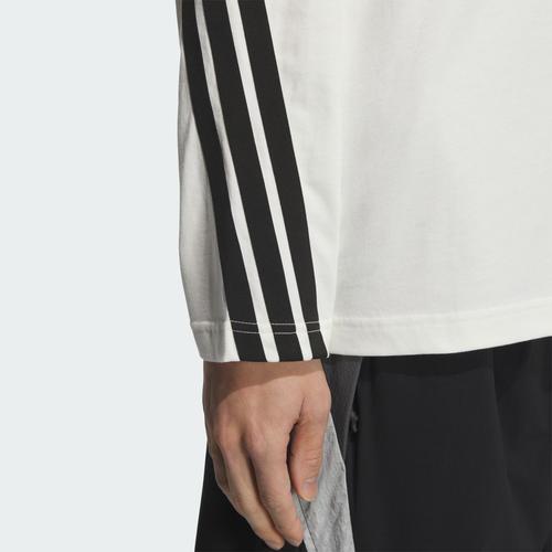 adidas Men's Casual Crew Neck Long Sleeve Striped T-Shirt - Han Jade White