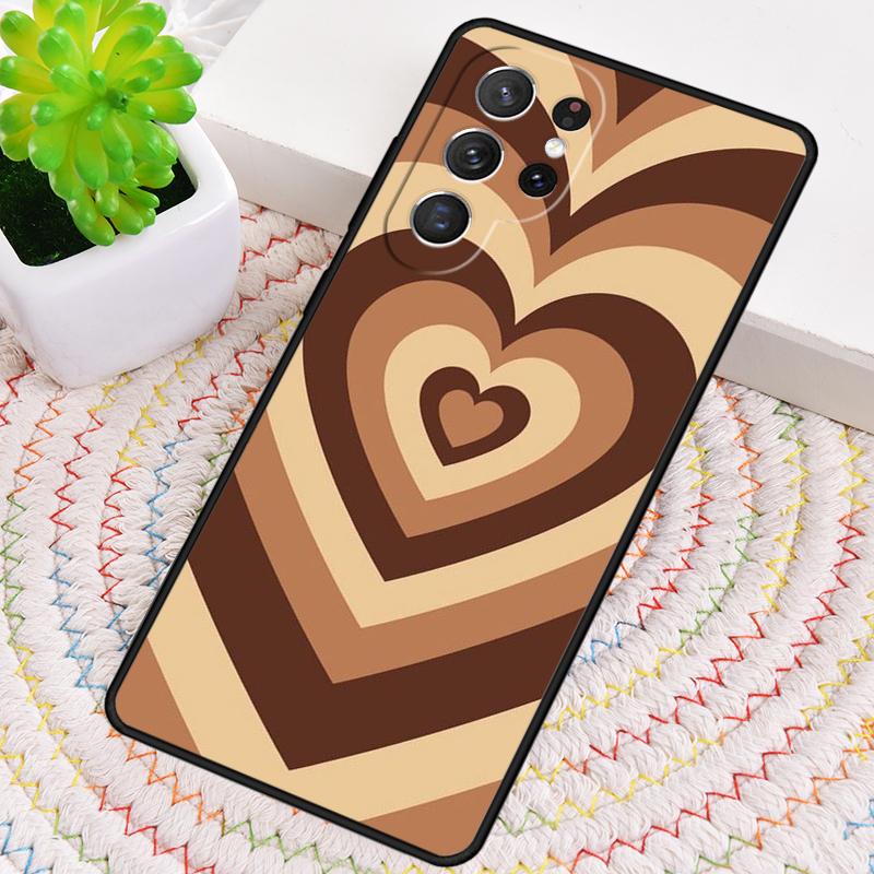 Latte Love Brown Heart Aesthetic Silicone Phone Case For Samsung Galaxy note 10 pro S26 S25 S24 S23 S22 S21 Plus Ultra Cover