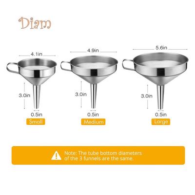 BH Trichter aus Edelstahl mit breiter Öffnung für Wein, Öl, Honig, abnehmbares Sieb, Filterwerkzeug, Zubehör