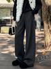 Women's Cozy Off-White Cashmere Wide-Leg Pants, Winter 2026, High-Waisted, Fleece-Lined, Casual Glutinous Rice Style.