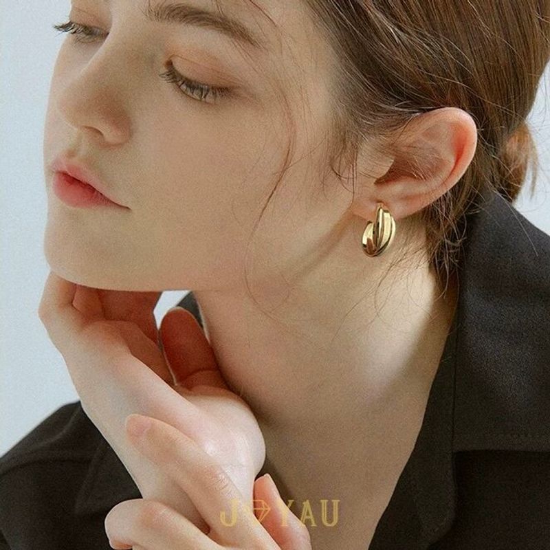 Joyau Trio Glossy Multi-Layer round Ring Earrings Mosquito Coil Ear Clip Fashion Wind Easiest for Match Sterling Silver Needle Ear Studs Gold [Earrings]