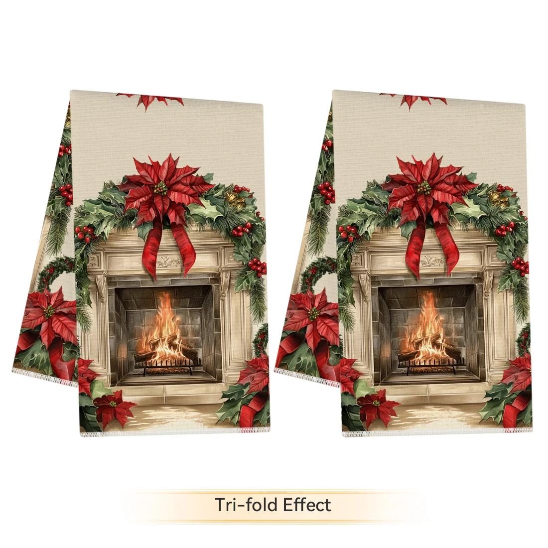2pcs/set Kitchen Towels 40x60cmretro christmasHand Towels Christmas Decorations for Home Noel Dish Towels Gifts 40x60cm
