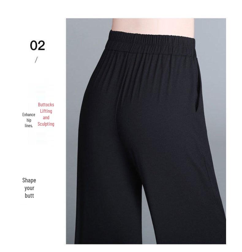 Ice Silk Chiffon High-Waist Quick-Dry Wide-Leg Pants for Women