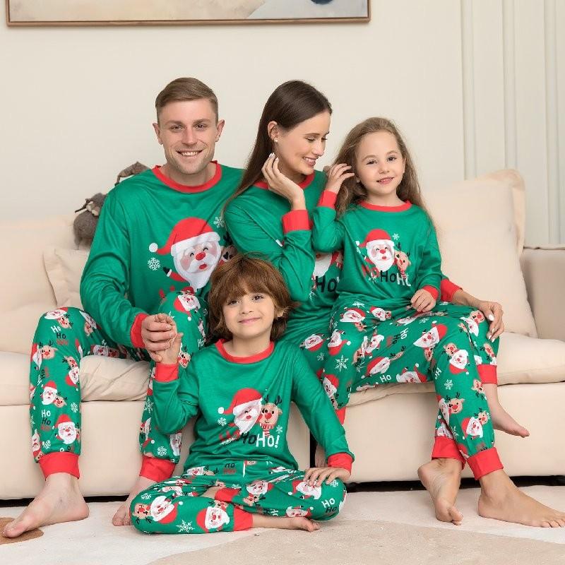 Festive Christmas Family Pajama Set Adorable Santa Print Soft Fabric For Everyone