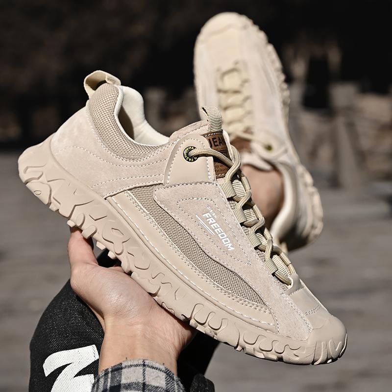 Four Seasons Men's Pigskin Mesh Breathable Retro Casual Shoes Large Size Casual Shoes Lightweight Ankle Boots