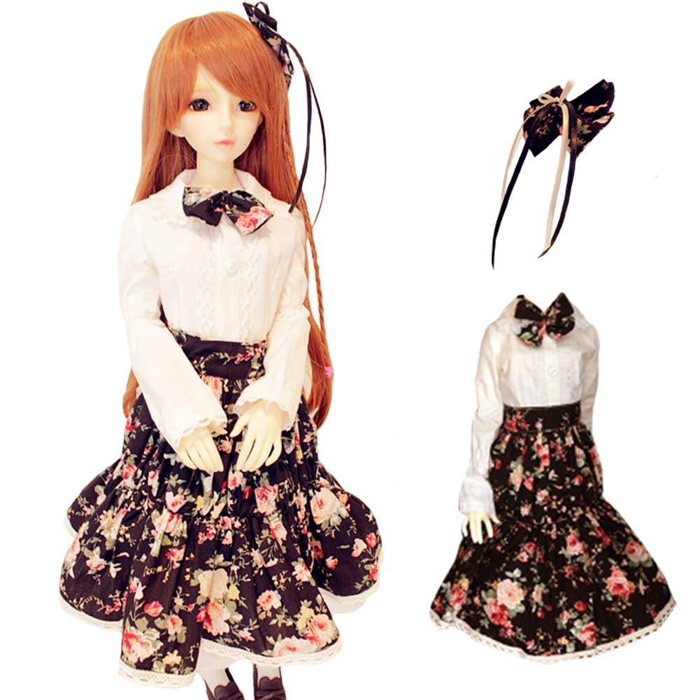 

rakulifey 1/3 1/4 BJD Doll Dress-up Set (Hair Accessory + Dress + Skirt) 3-Piece Set (1/3 Doll Outfit)
