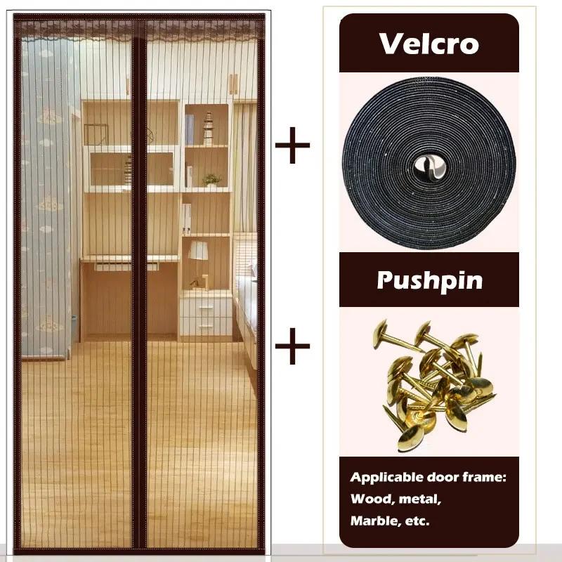 

Москитная сетка Магнитные дверные шторы Автоматическое закрывание дверной сетки Летняя анти-насекомые мухи клопы Не протыкать москитная сетка Домашний декор 90x210cm кофейный