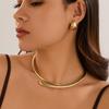 SHIXIN Luxus Glatte Oberfläche Hug Offen Torques Halskette für Damen Elegant Goldfarbe Metall Choker Halsband Kette Hochzeits Schmuck