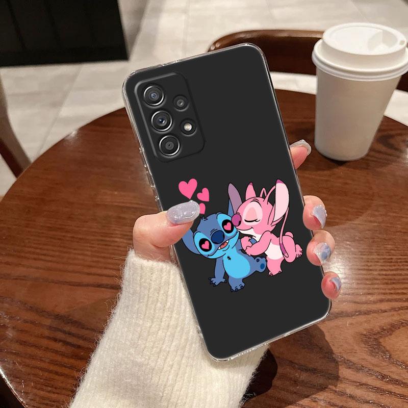 Klare Hülle für Samsung Galaxy A57 A37 A56 A36 A55 A54 A35 A26 A07 A17 A16 A06 A34 A15 Hülle Blau Pink Engel Lilo-Stitch Cartoon