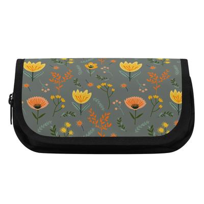Pencil Case 300D Polyester Double Layer Metal Zipper with Two Compartments for Pens Ruler Scissors Students for School and Study