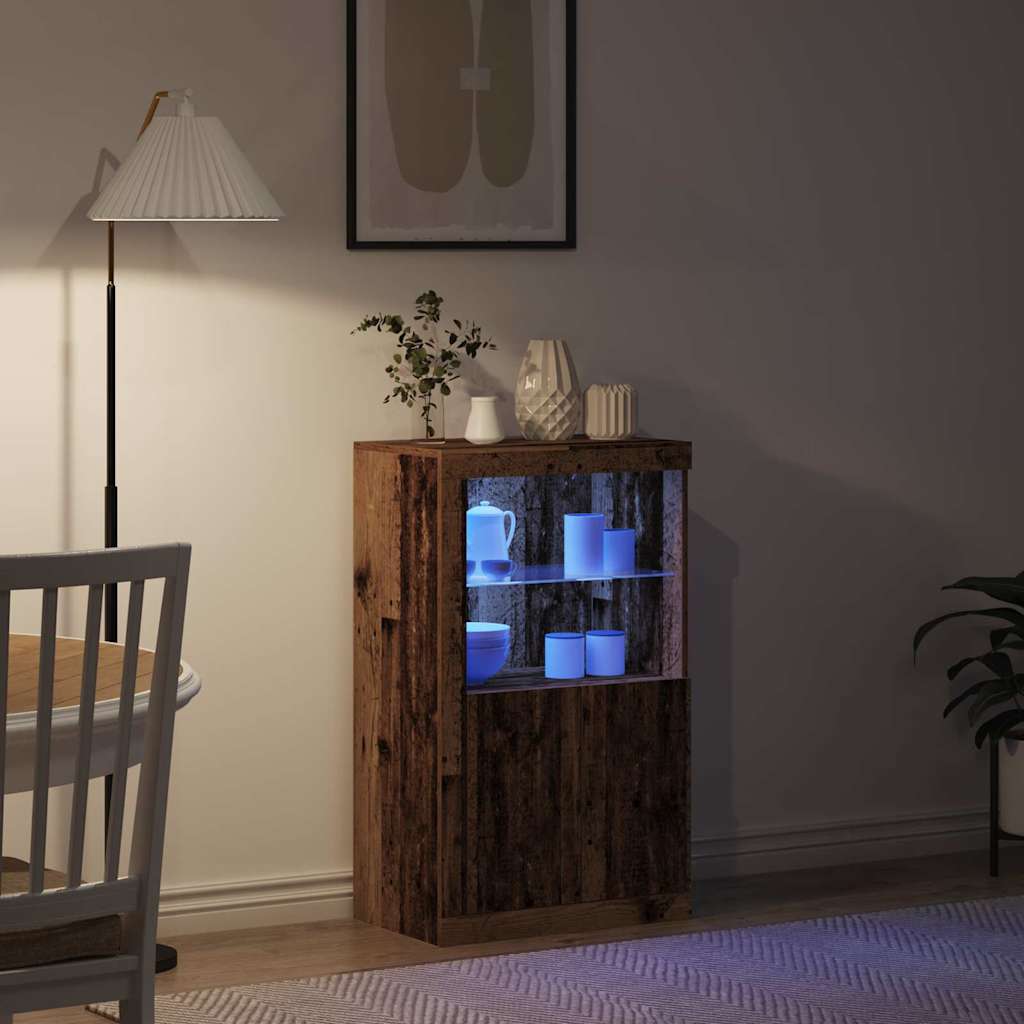 LED Sideboard Reclaimed Wood Look 60.5 x 37 x 100 cm Engineered Wood