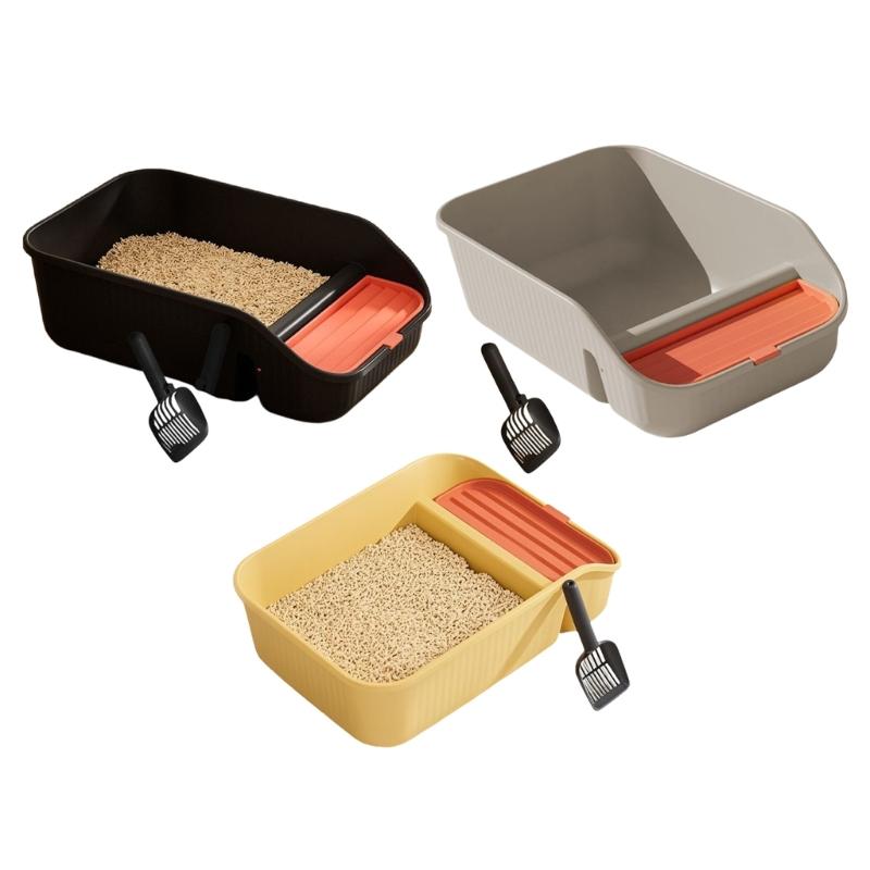 Cats Toilet with Litter Shovel Nonspill High Wall Smoothly Surfaces Litter Box for Kittens Use Easy Cleaning