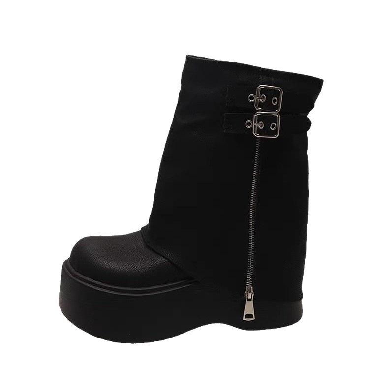 Nischen-Plateau-Stiefel zur Absatzsteigerung, modisches Design, Herbst, schöner Trend, Stiefel mit Hosenrohr