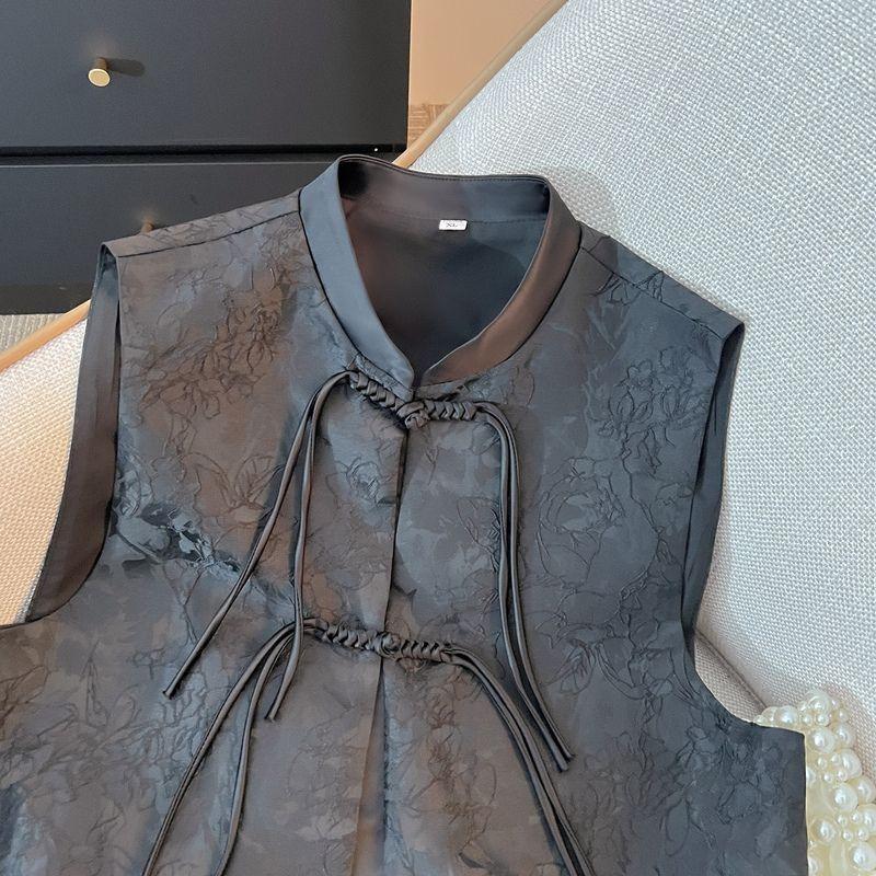 Premium vest women's 2025 spring and autumn outer wear thin disc buckle jacquard vest short vest