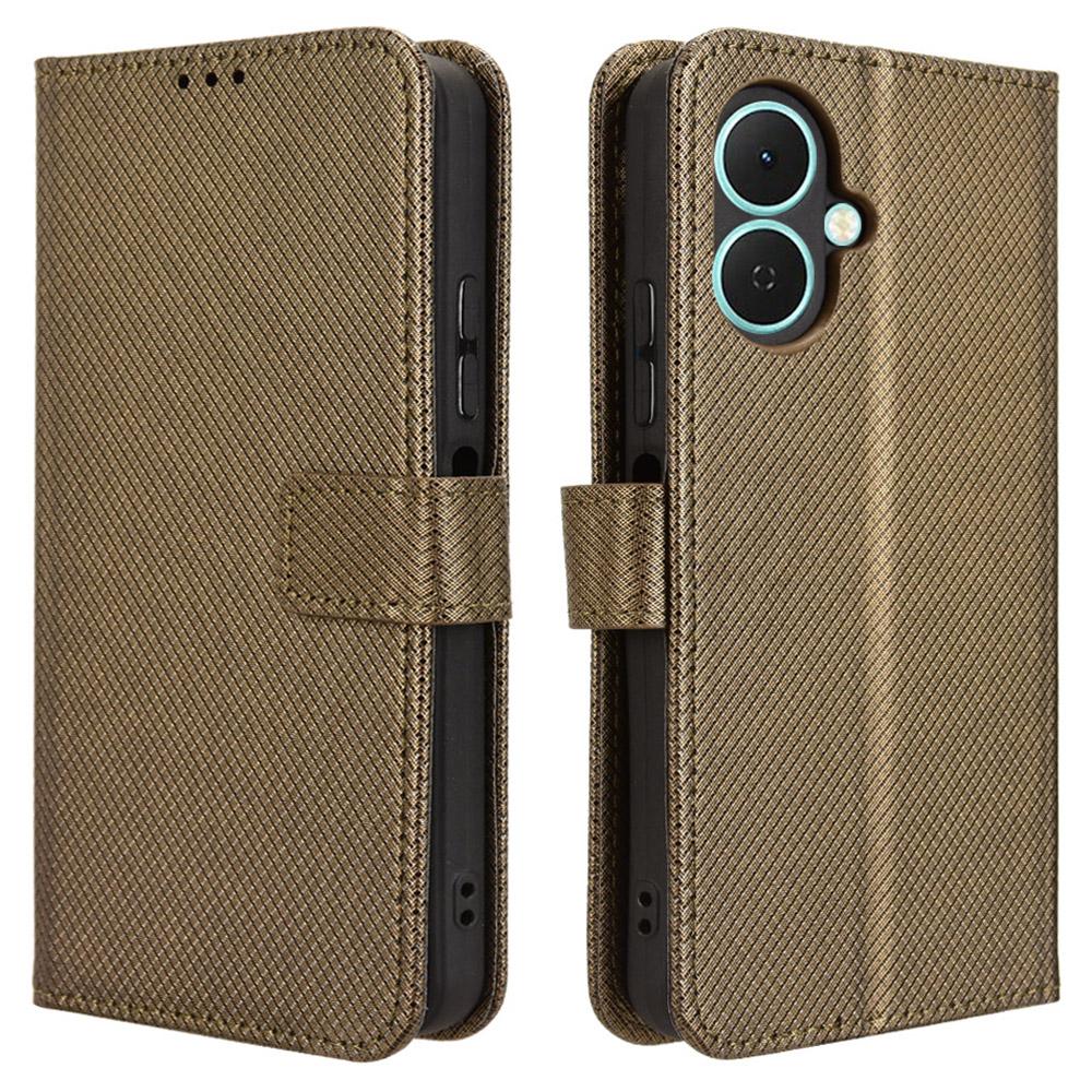 For TECNO Spark Go 2 4G/KM4 Leather Wallet Case with Strap Diamond Texture Phone Cover