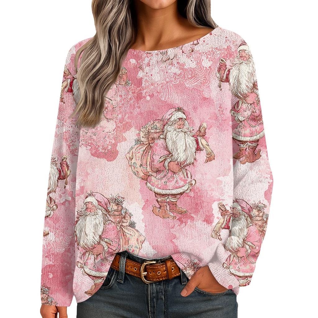 Womens  Fall Sweaters Long Sleeve Print Tops Pullover Sweaters Loose Dressy Casual Basic Clothes