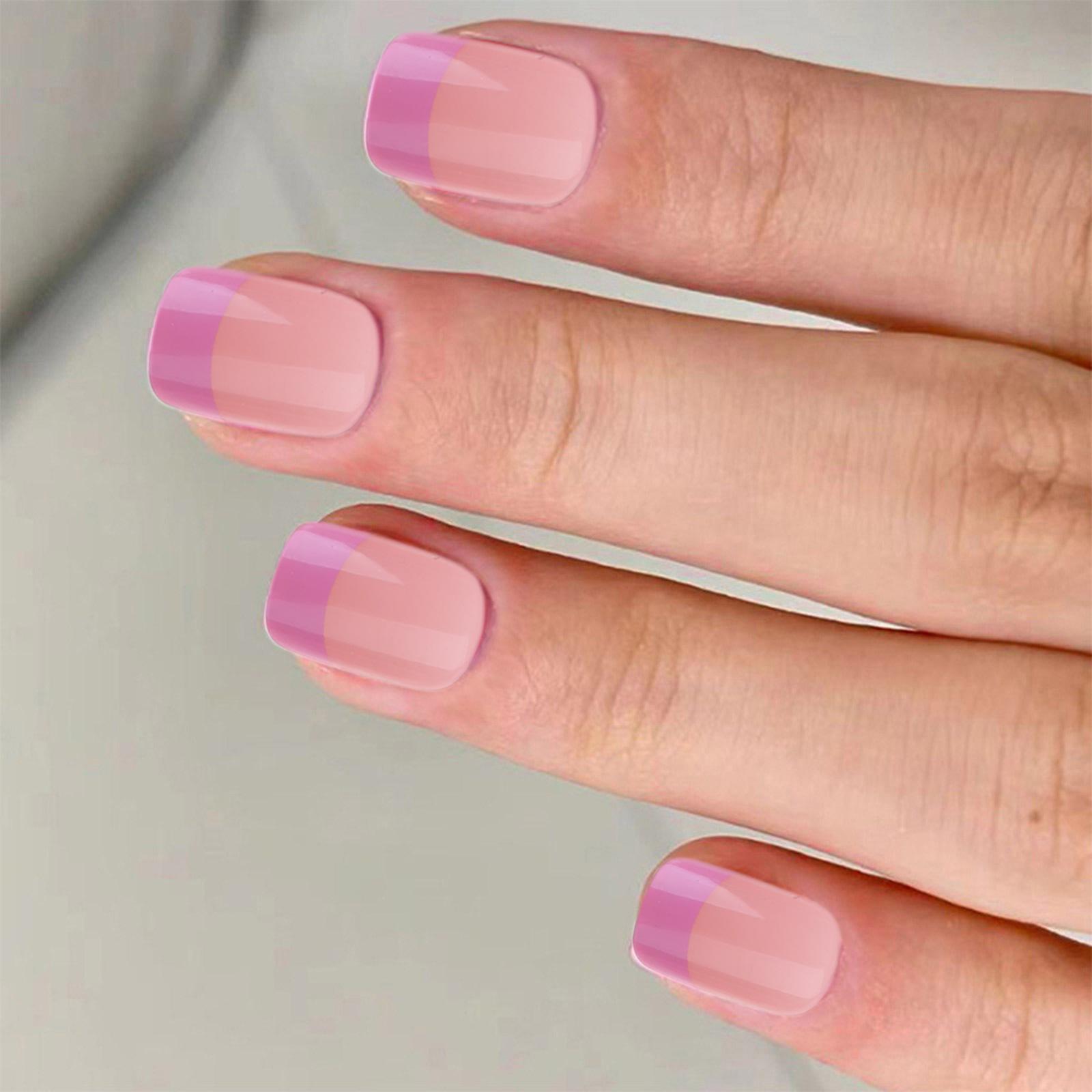 

Квадратные накладные ногти, глянцевые накладные ногти, наклеивающиеся на ногти 12 размеров, 24 шт., советы по французскому маникюру для самостоятельного украшения ногтей