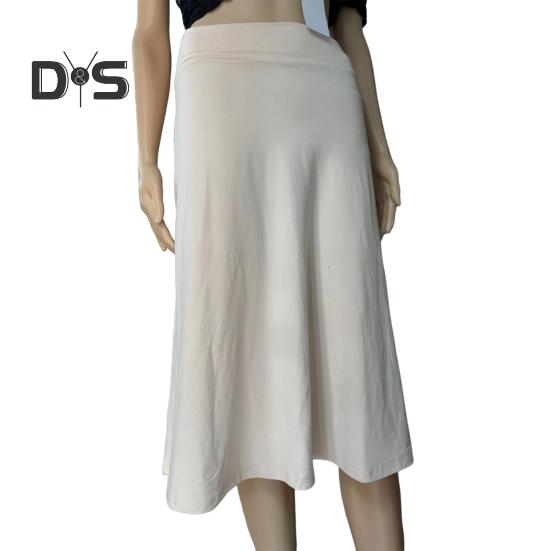Women's Knee Length Skirt Summer Casual High Waisted Flared A-Line Skirt Stretchy Simple Foldover Midi Skirt