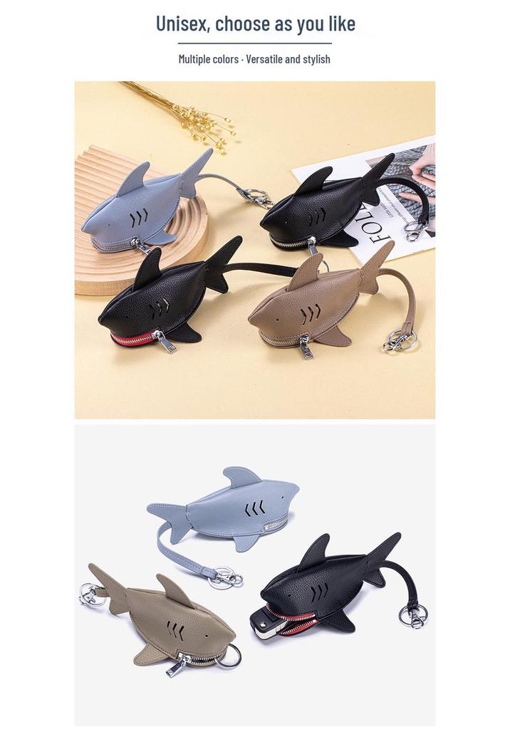 Creative Leather Shark Key Case & Pendant