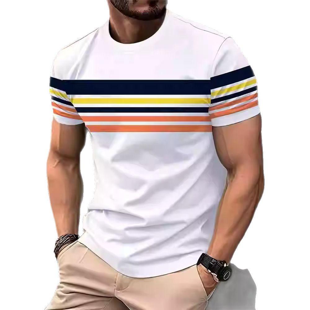 Summer Round Neck 3D Print Top Fashionable Casual Short Sleeved Men's T-shirts