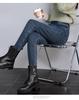 Women's Brushed Denim High-Waist Skinny Pants - Autumn/Winter 2023: Warm, Elastic, Thick Cotton