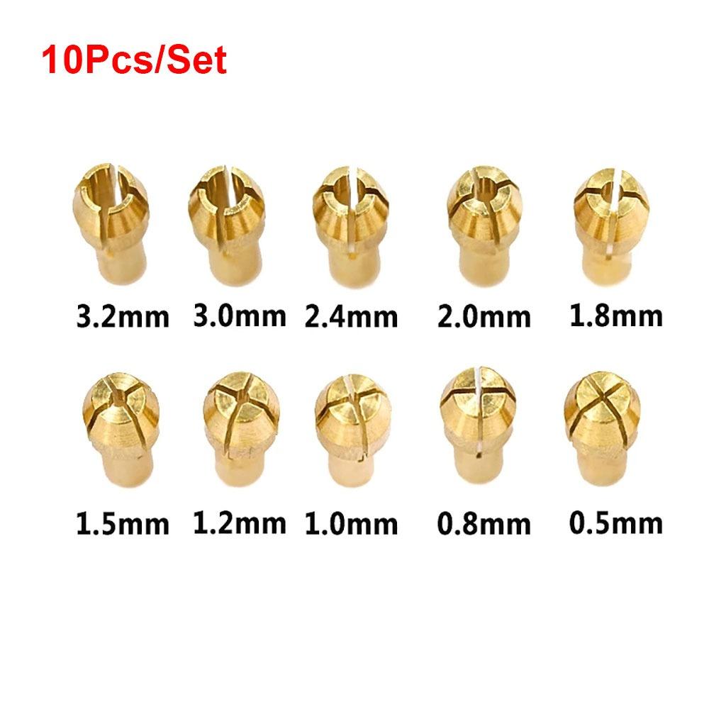 10Pcs New 4.8mm Shank Mini Drill Chucks Brass 0.5mm-3.2mm Chuck Adapter Metal Drill Chucks Collet For Dremel