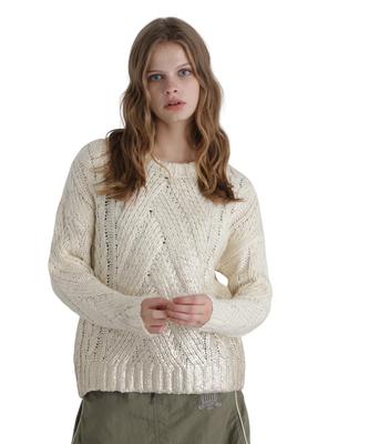 FOIL PRINT KNIT TOPS White
