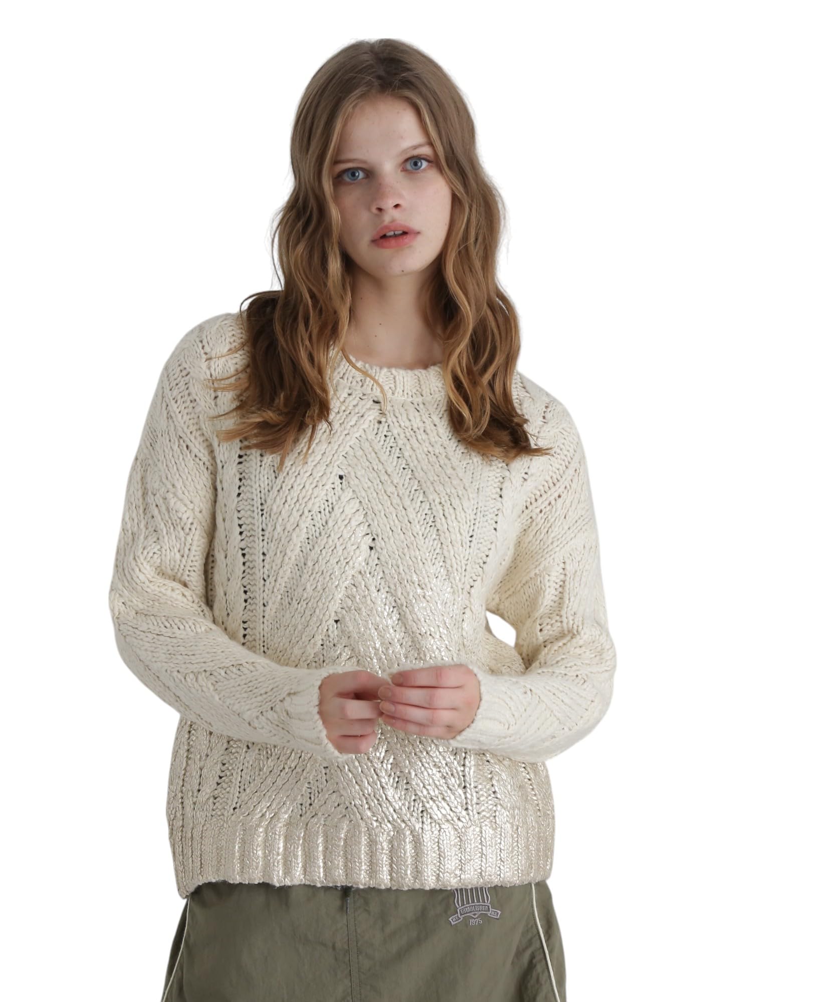 AVIREX FOIL PRINT KNIT TOPS white
