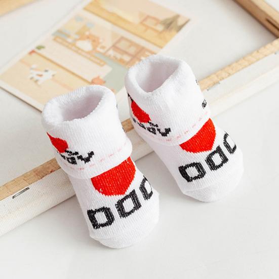 1 Pair Baby Socks with "I Love Dad/Mom" Pattern Cotton Striped Socks for Newborns 0-6 Months Cute Shower Gift & Daily Wear